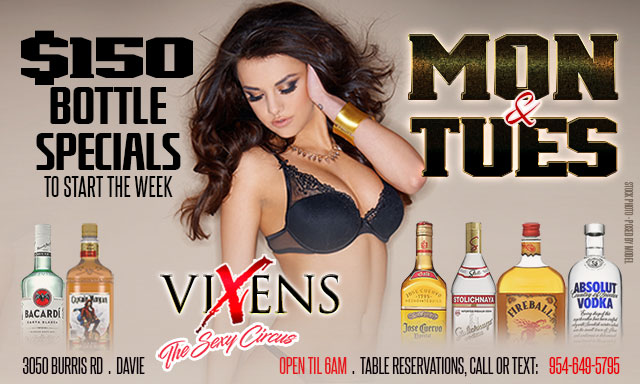 Monday & Tuesday $150 Bottle Specials