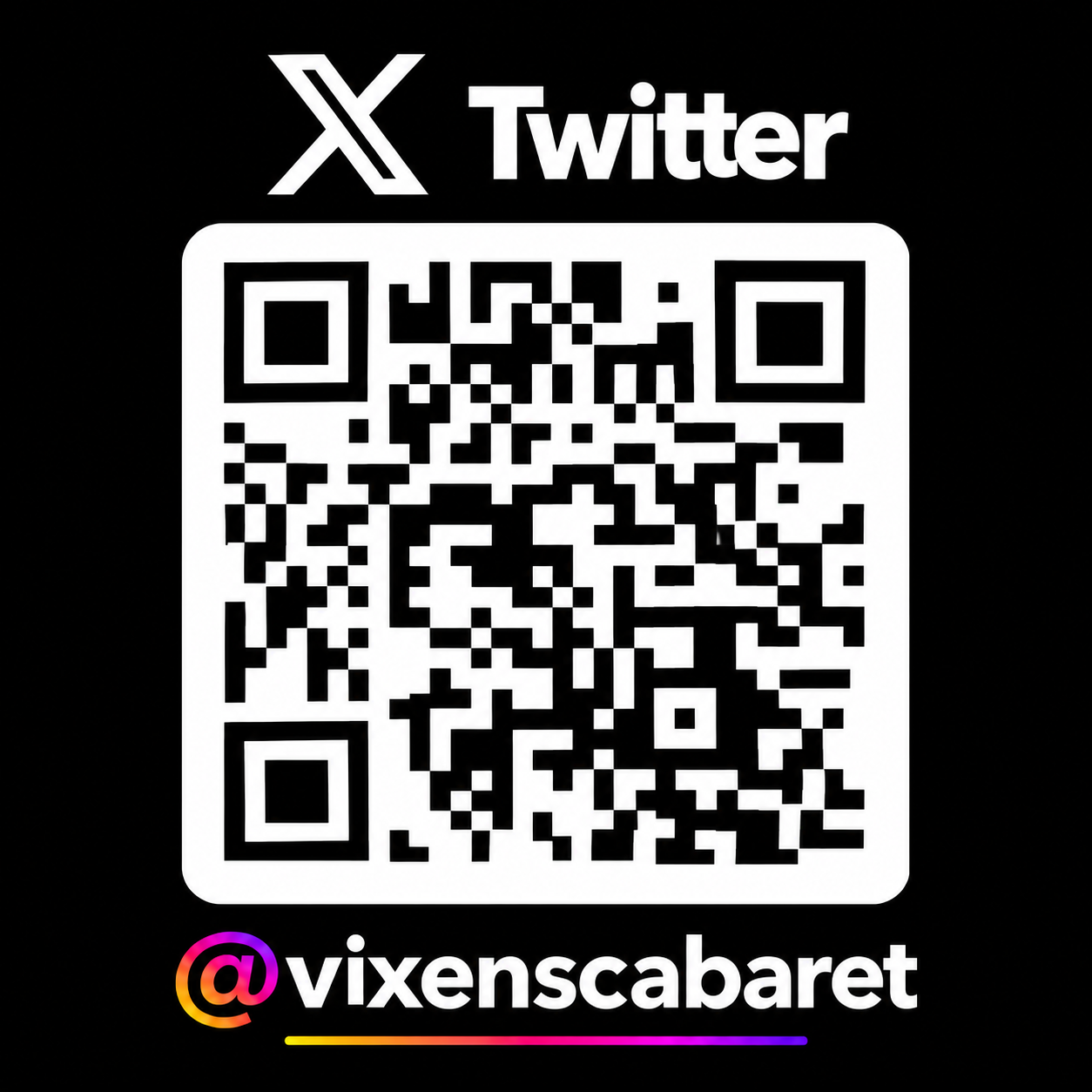 Scan to follow Vixens Cabaret Davie on X Twitter