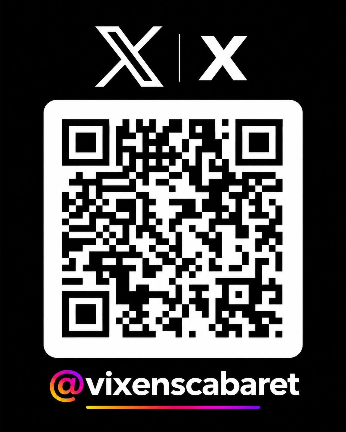 Scan to follow Vixens Cabaret on X Twitter