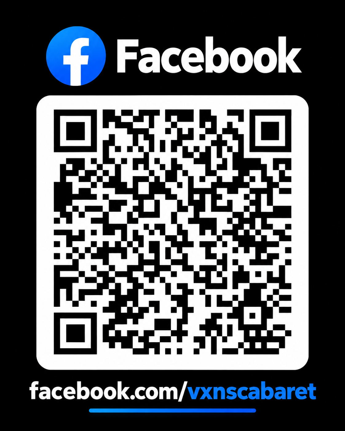 Scan to follow Vixens Cabaret Davie on Facebook